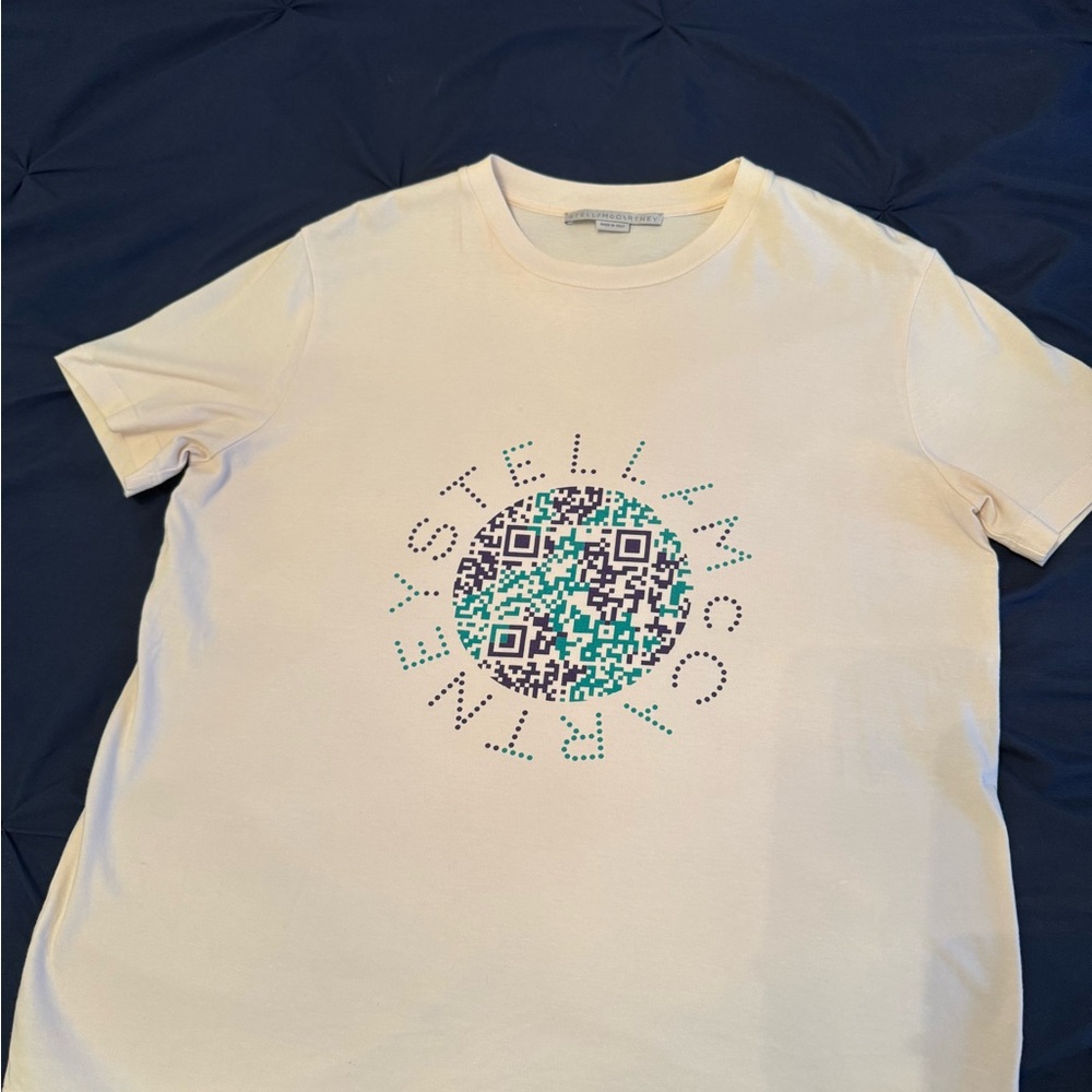 Stella McCartney Cream and Navy Cotton Tee